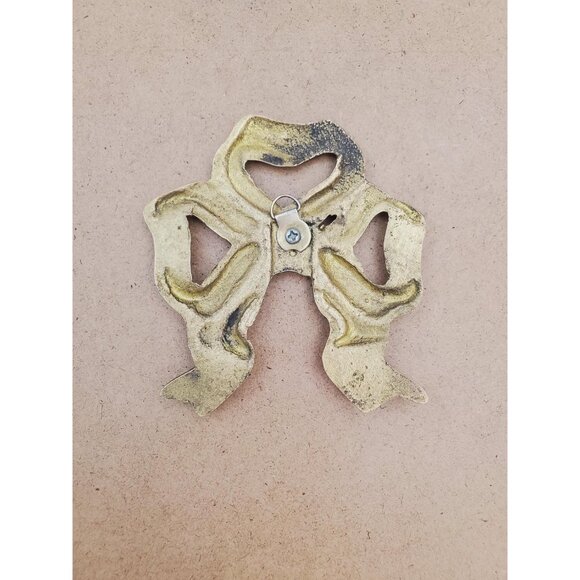 Vintage 1970s Ornate Brass Bow Wall Decor, Brass Ribbon with Patina, Girls Room - Picture 5 of 10